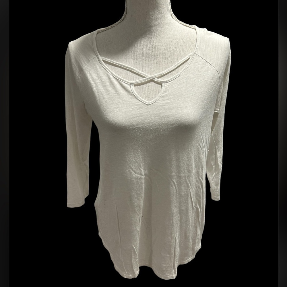 {Eddie Bauer} 3/4 Sleeve Cross-Front Blouse